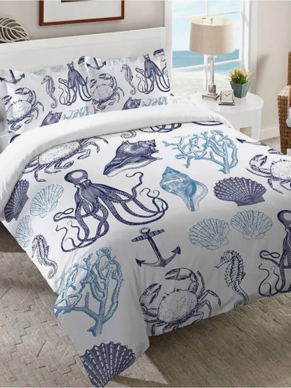Navy Coastal Creatures Duvet Cover FULL/QUEEN NIB